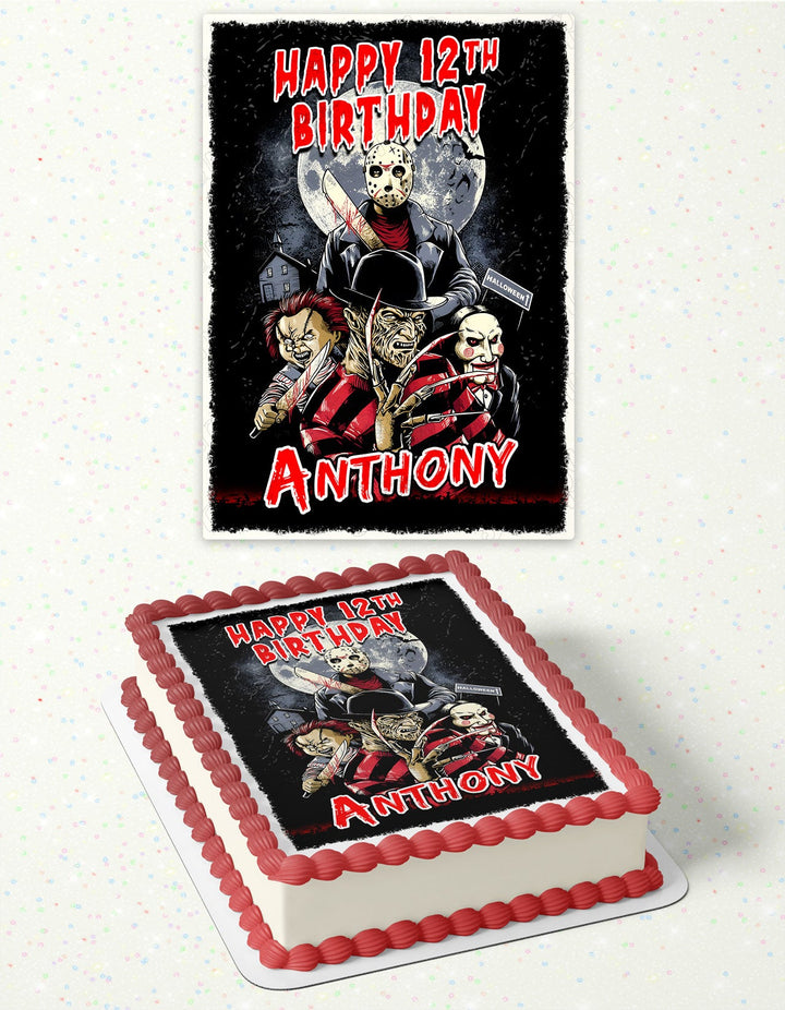 Horror Night Halloween Chucky Freddy Krueger Jason Voorhees Billy the Puppet Edible Cake Toppers