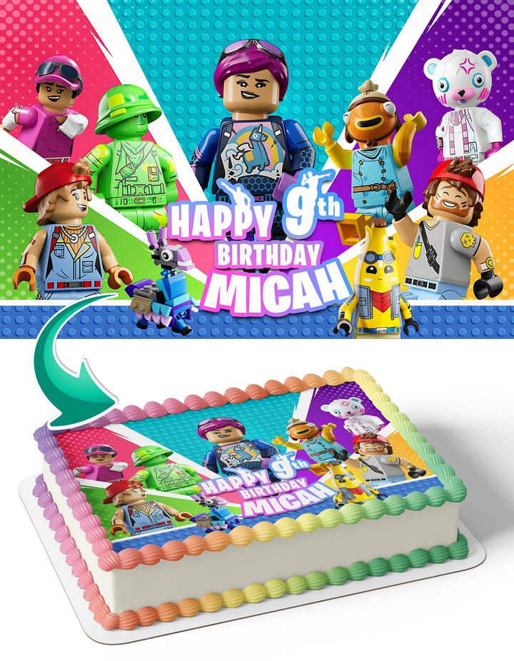 Lego Fortnite Kids Fun Gamers Boys Girl 2 Edible Cake Toppers