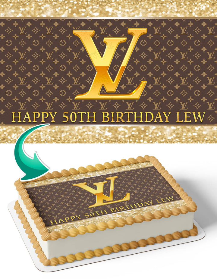 Louis Vuitton Gold Edible Image Cake Topper Personalized Birthday Sheet  Decoration Custom Party Frosting Transfer Fondant
