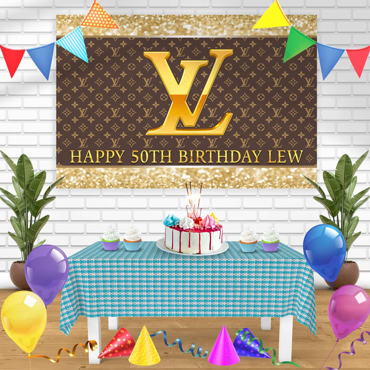 Louis Vuitton Gold Bn Birthday Banner Personalized Party Backdrop Deco –  Ediblecakeimage
