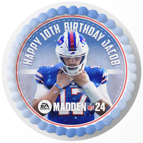 Madden NFL 24 Buffalo Bills Josh Allen Rd Edible Cake Toppers Round