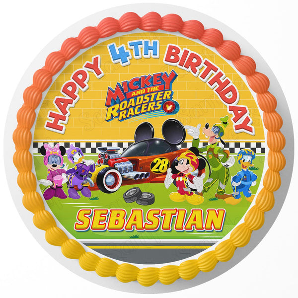 Mickey and the Roadster Racers Rd CRR Rd Edible Cake Toppers Round