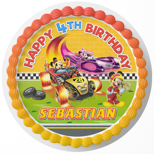 Mickey and the Roadster Racers Rd GRC Rd Edible Cake Toppers Round