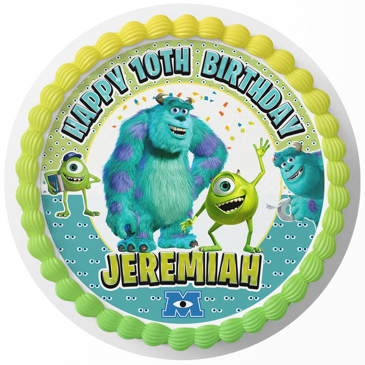 Monsters Inc James P Sullivan Mike Wazowski Rd Edible Cake Toppers Round