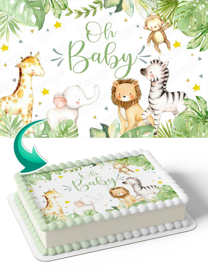 Oh Baby Jungle Animals Baby Shower OBS Edible Cake Toppers