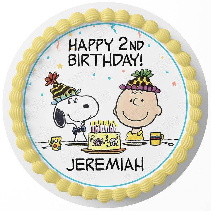 Peanuts Snoopy Charlie Brown Rd Edible Cake Toppers Round