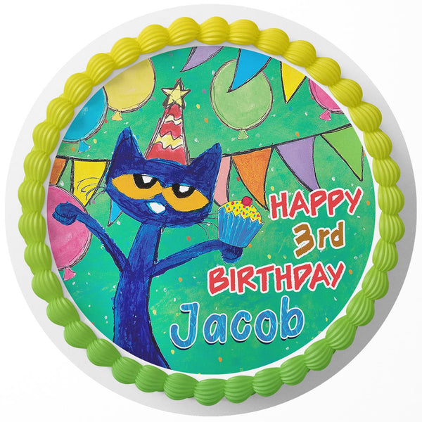 Pete the Cat Rd Edible Cake Toppers Round