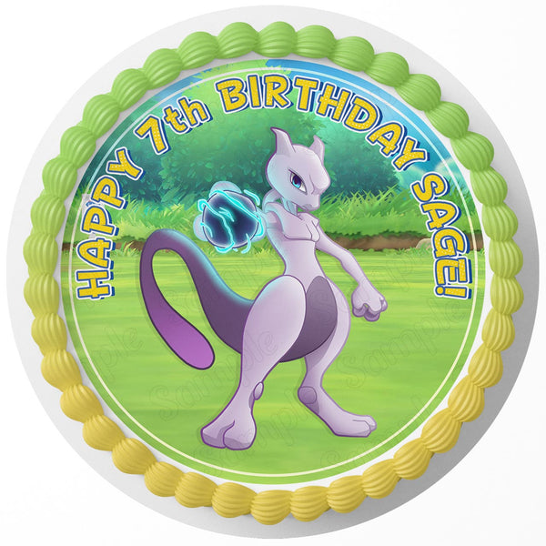 Pokemon Mewtwo Rd Edible Cake Toppers Round