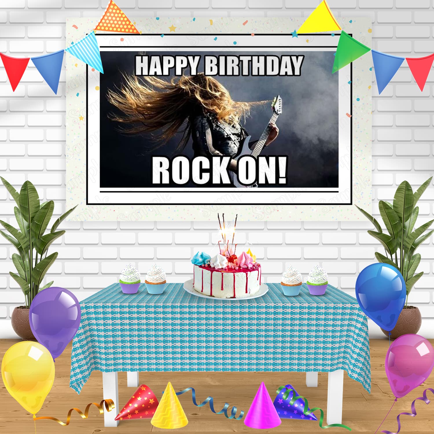 Rock On Meme Bn Birthday Banner Personalized Party Backdrop Decoration ...