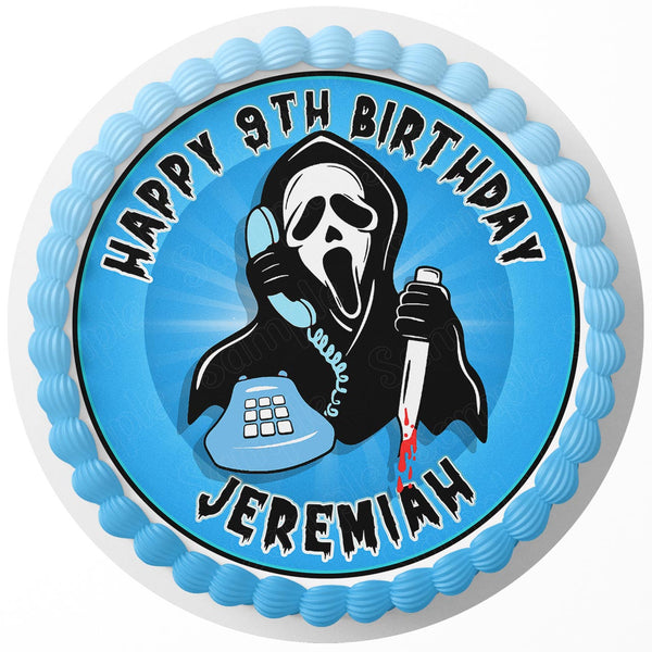 Scream Calling Ghost Face Horror Rd Edible Cake Toppers Round