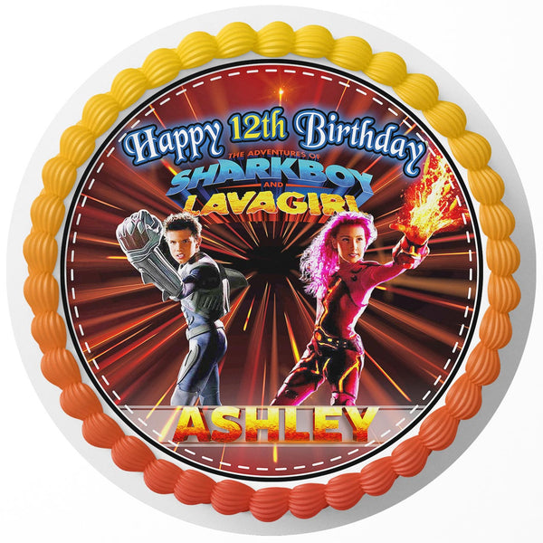 Sharkboy and Lavagirl Rd Edible Cake Toppers Round