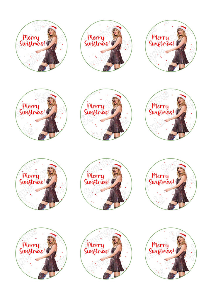 Taylor Swift Merry Swiftmas Cupcakes Edible Cupcake Toppers