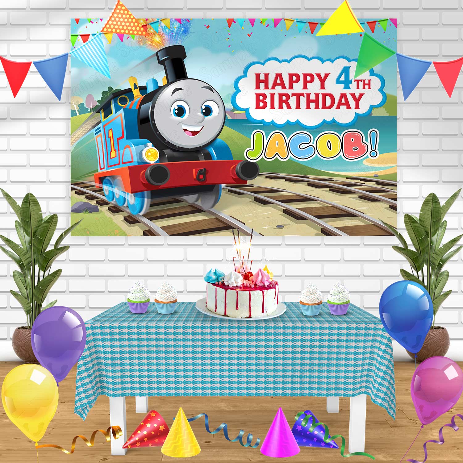 Thomas And Friends Bn Birthday Banner Personalized Party Backdrop Deco