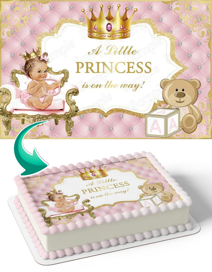 A Little Princess Is On The Way Teddy Bear Edible Cake Toppers