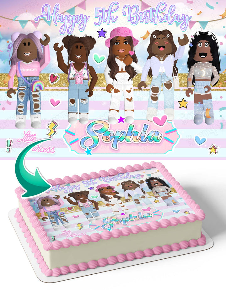 Girls Roblox Printable Cake Topper 