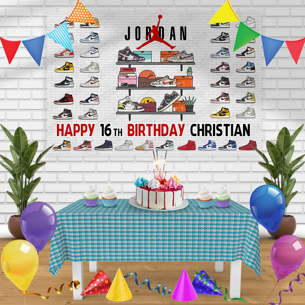 Air Jordan Birthday Banner Personalized Party Backdrop Decoration