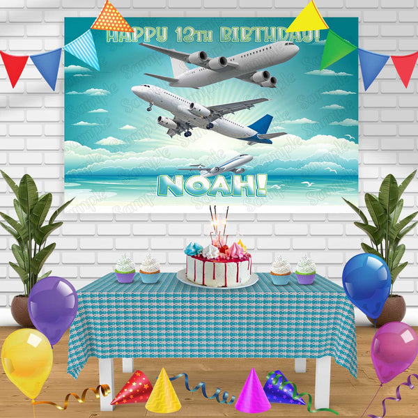 Airplane Birthday Banner Personalized Party Backdrop Decoration