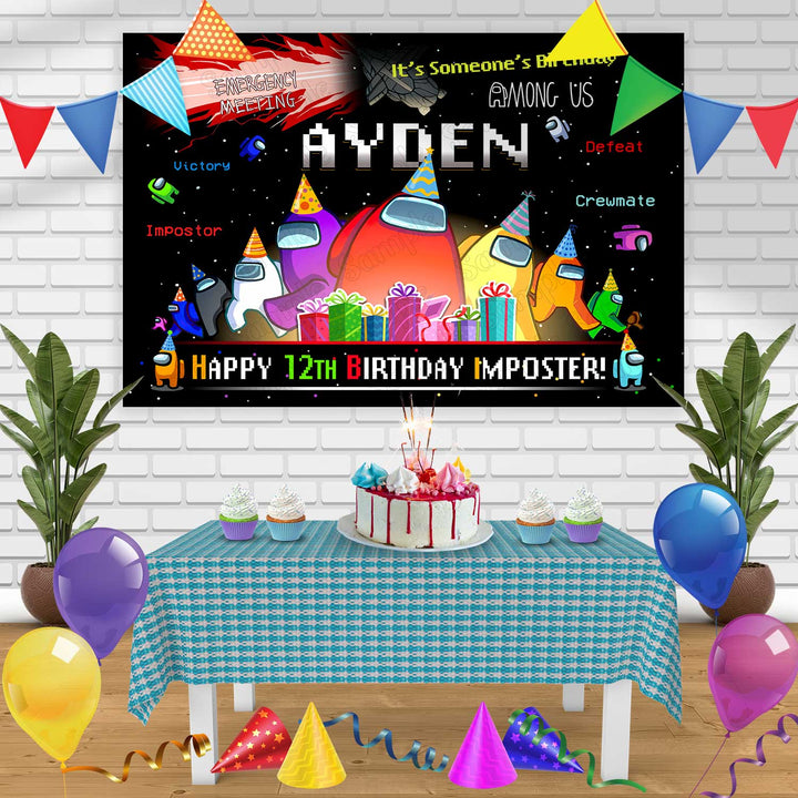 Among Us 1 Birthday Banner Personalized Party Backdrop Decoration