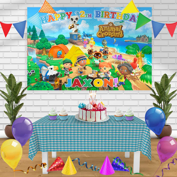 Animal Crossing New Horizons Birthday Banner Personalized Party Backdrop Decoration