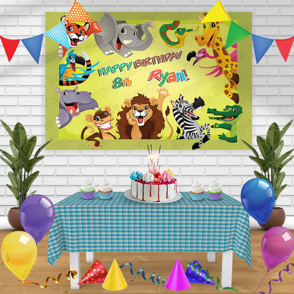 Animals Birthday Banner Personalized Party Backdrop Decoration
