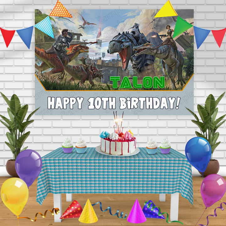 Ark Survival Involved Birthday Banner Personalized Party Backdrop Decoration
