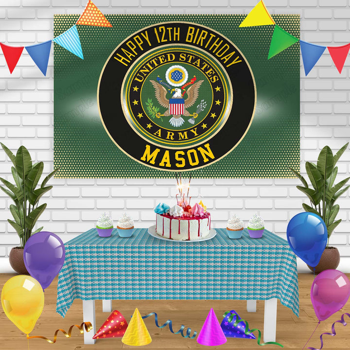 Army Seal Logo US Army Emblem Military Birthday Banner Personalized Party Backdrop Decoration