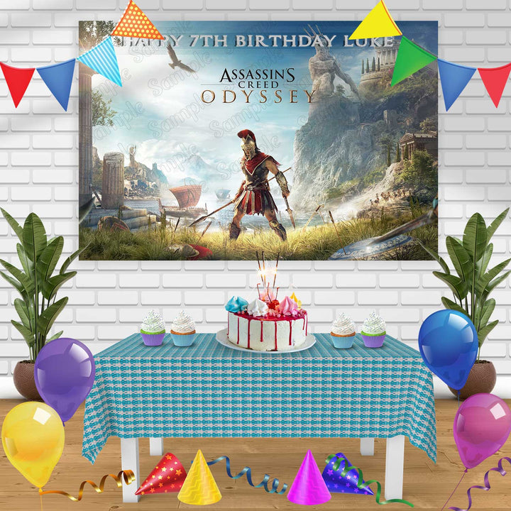 Assassins Creed Odyssey Birthday Banner Personalized Party Backdrop Decoration