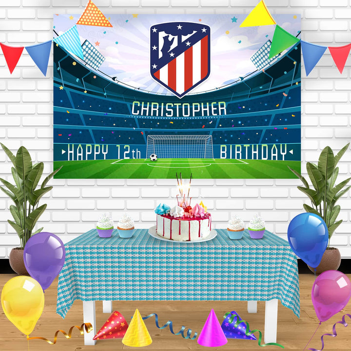 Atletico de Madrid Birthday Banner Personalized Party Backdrop Decoration