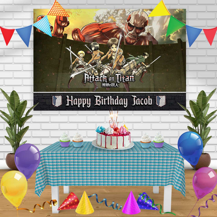 Attack on Tittan Season 1 Birthday Banner Personalized Party Backdrop Decoration