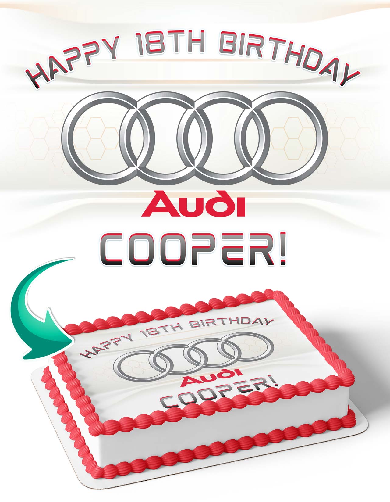 Audi Red Logo 4 Silver Circles Edible Cake Topper Image ABPID11431 – A  Birthday Place