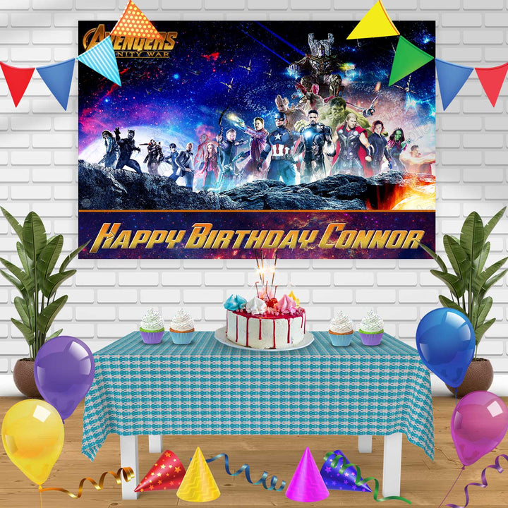 Avengers Infinity War 1 Birthday Banner Personalized Party Backdrop Decoration