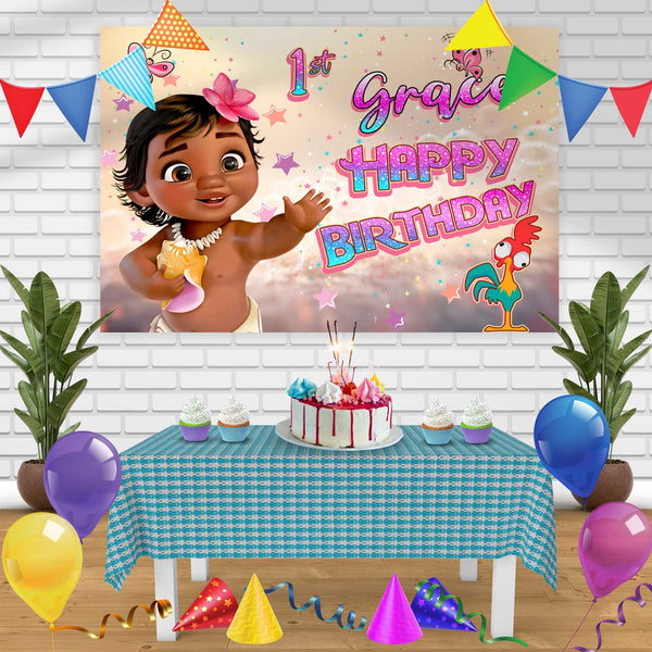 Baby Moana Birthday Banner Personalized Party Backdrop Decoration