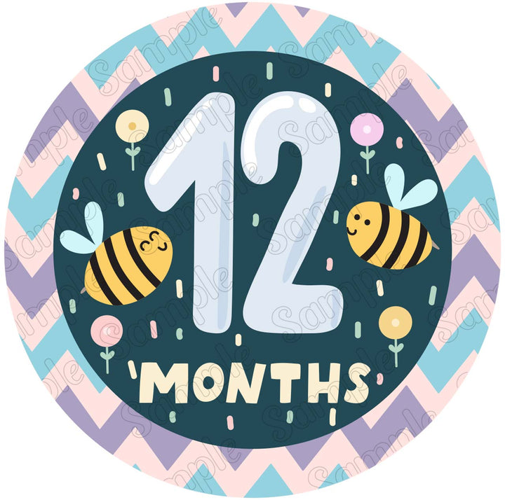 Baby 12 Months Edible Cake Toppers Round