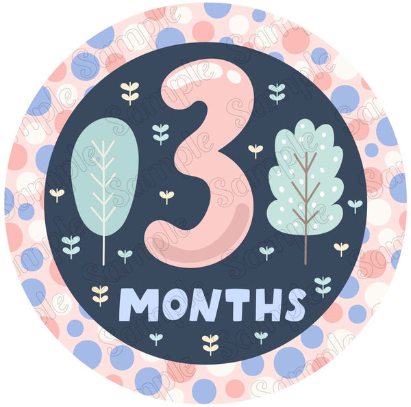 Baby 3 Months Edible Cake Toppers Round