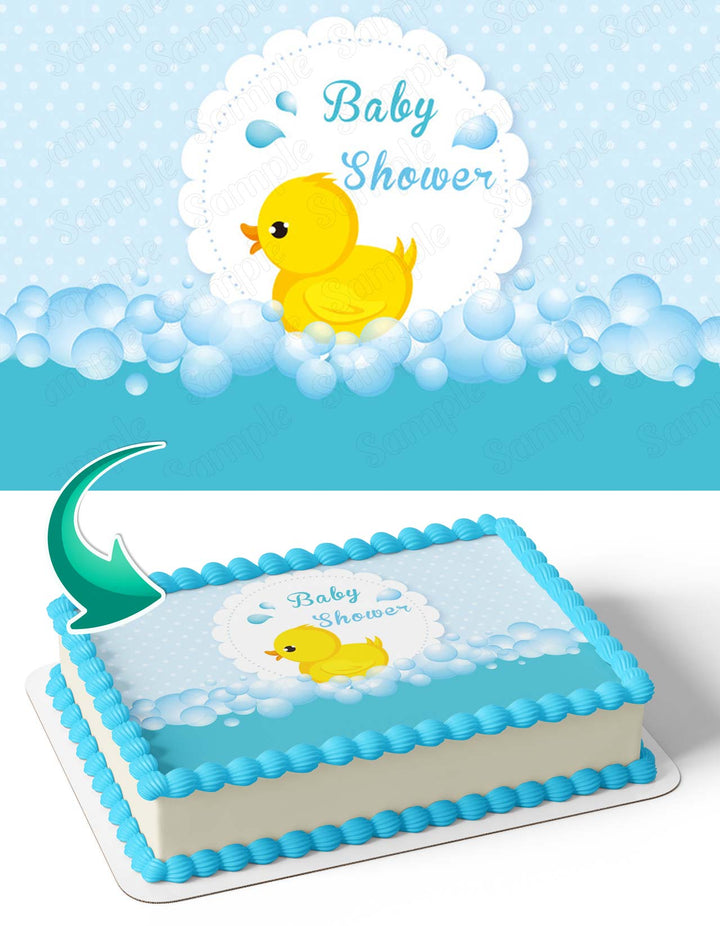 Baby Blue Newborn Baby Shower Little Yellow Duck BubbleBYD Edible Cake Toppers