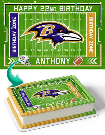 Baltimore Ravens Edible Image Cake Topper Personalized Birthday Sheet Decoration Custom Party Frosting Transfer Fondant