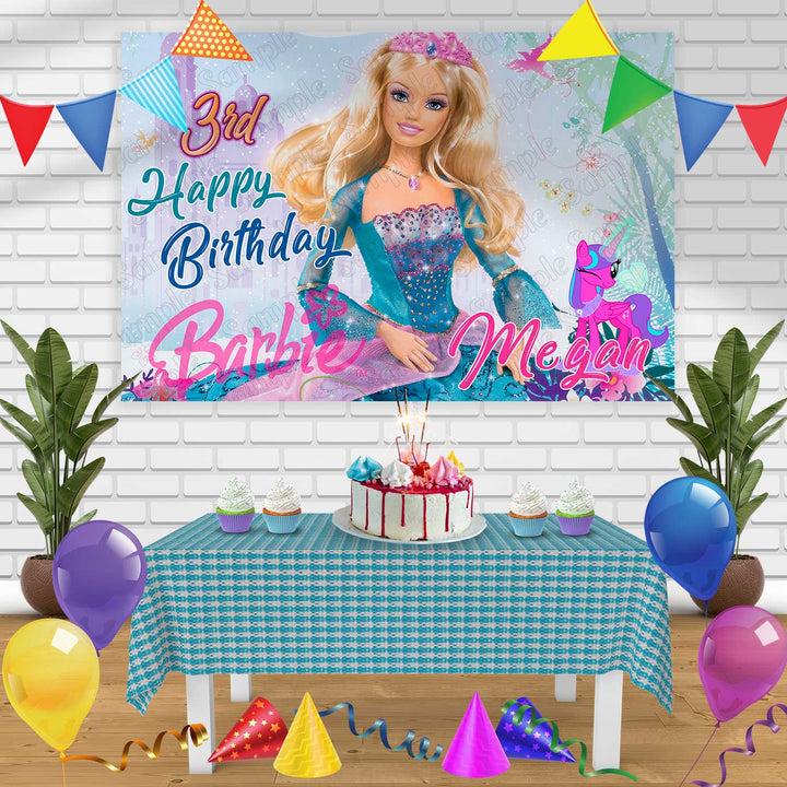Barbie Birthday Banner Personalized Party Backdrop Decoration