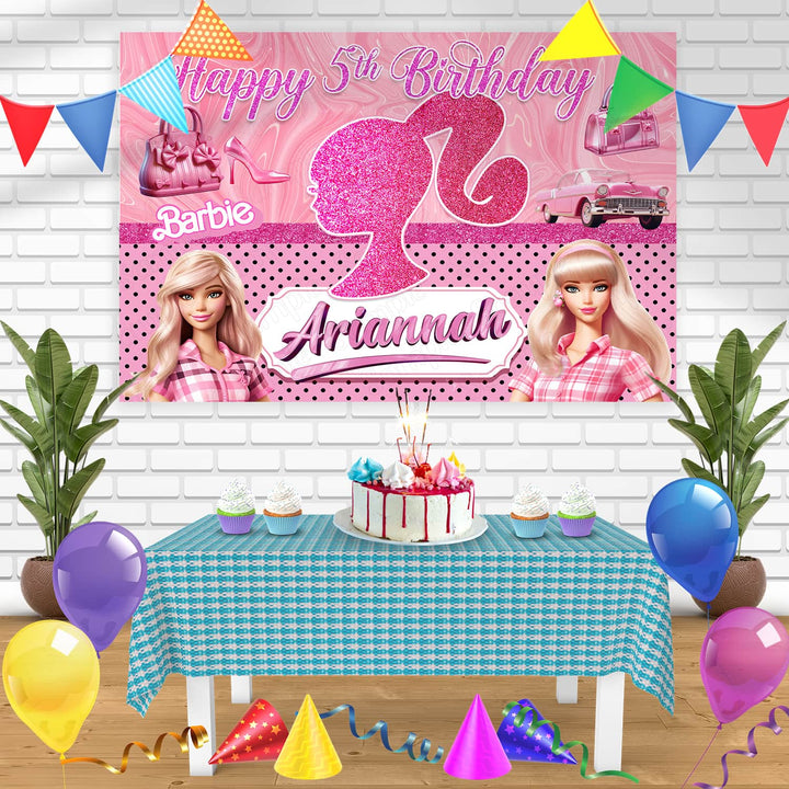 Barbie Barbi Girl Princess Cute Pink Bn Birthday Banner Personalized Party Backdrop Decoration