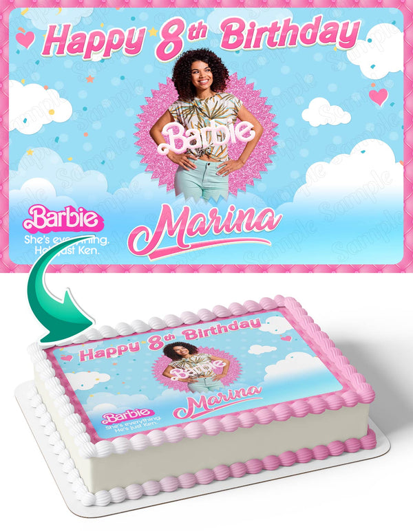 Barbie Frame Girls Photo Frame Edible Cake Topper Image