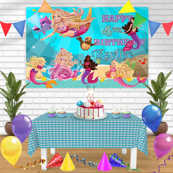 Barbie Mermaid Bn Birthday Banner Personalized Party Backdrop Decoration