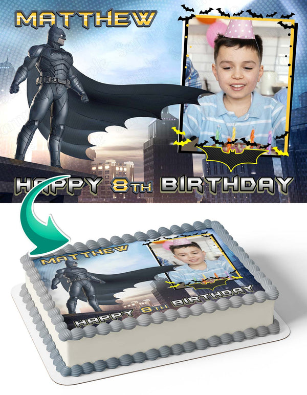 Batman Photo Frame Edible Cake Topper Image