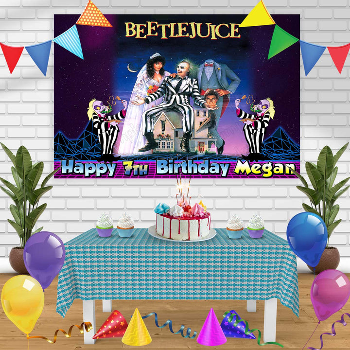 Beetlejuice Birthday Banner Personalized Party Backdrop Decoration