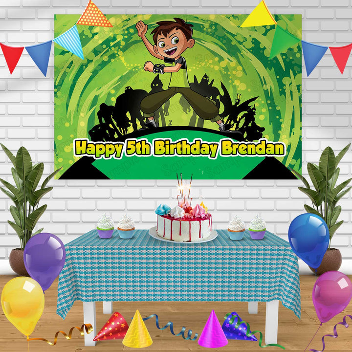 Ben 10 Birthday Banner Personalized Party Backdrop Decoration
