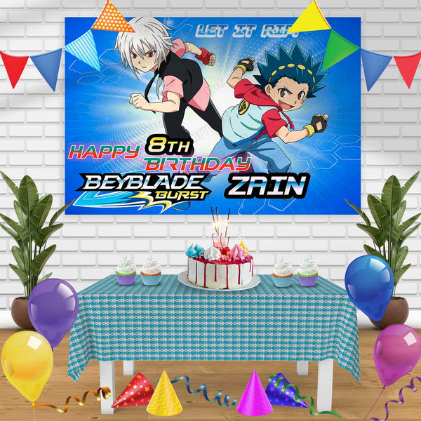 Beyblade 2 Birthday Banner Personalized Party Backdrop Decoration