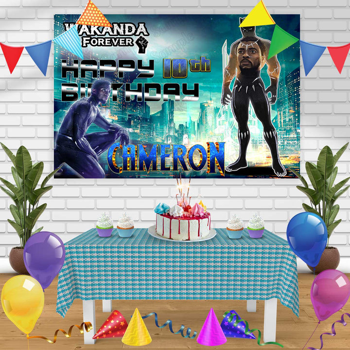 Black Panther 3 Birthday Banner Personalized Party Backdrop Decoration
