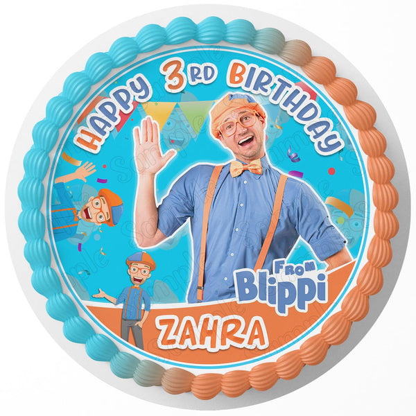 Blippi Rd Edible Cake Toppers Round