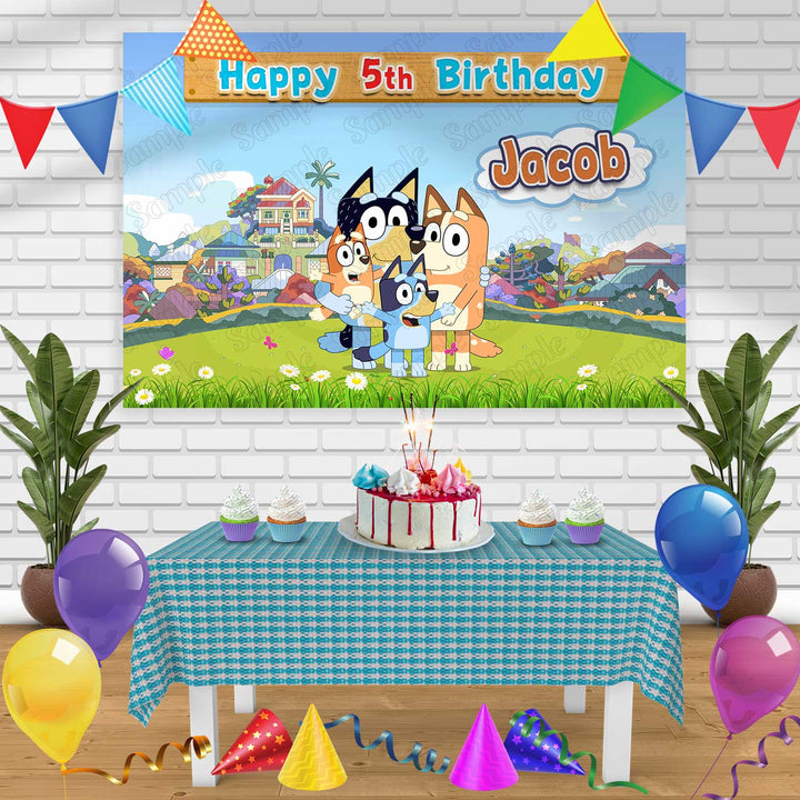 Bluey 1 Birthday Banner Personalized Party Backdrop Decoration