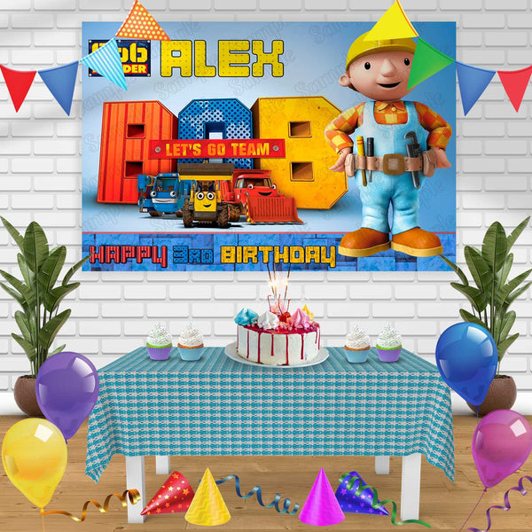 Bob the Builder Birthday Banner Personalized Party Backdrop Decoration