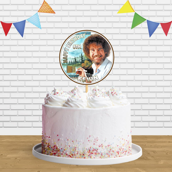 Bob Ross Cake Topper Centerpiece Birthday Party Decorations