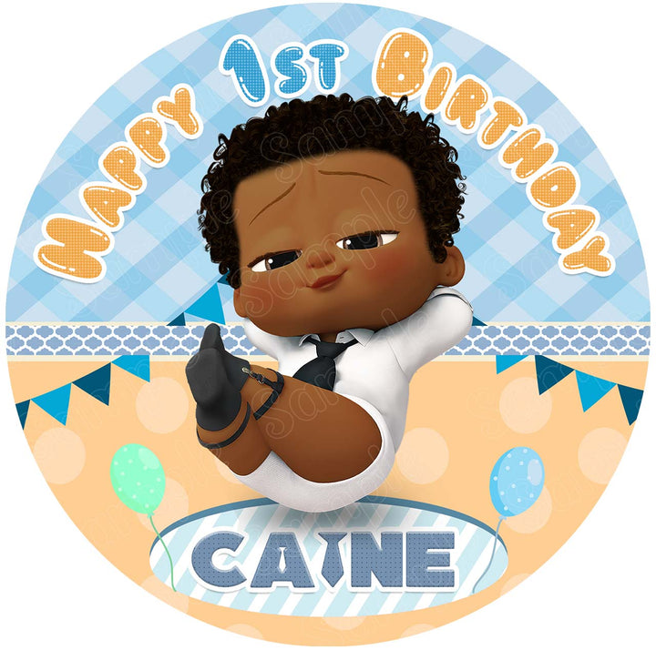 Boss Baby African American RD Edible Cake Toppers Round